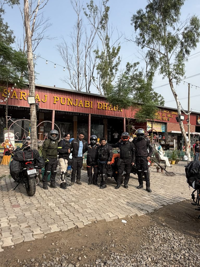 Riders stopping for breakfast in Ambala during long ride