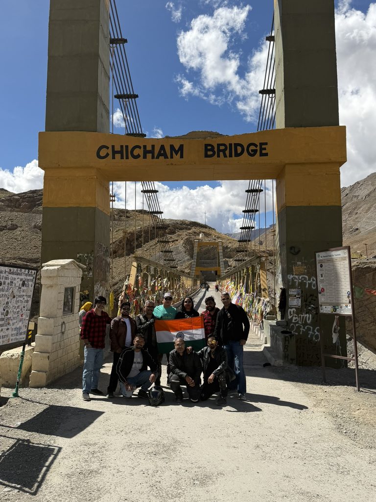 Chicham Bridge over deep gorge in Spiti Valley