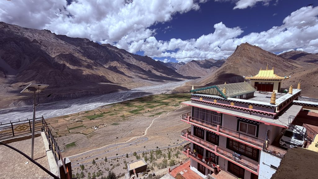 Key Monastery overlooking Spiti River valley and mountains