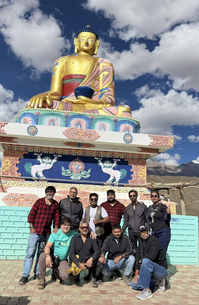 Giant Buddha statue overlooking Langza village Spiti Valley