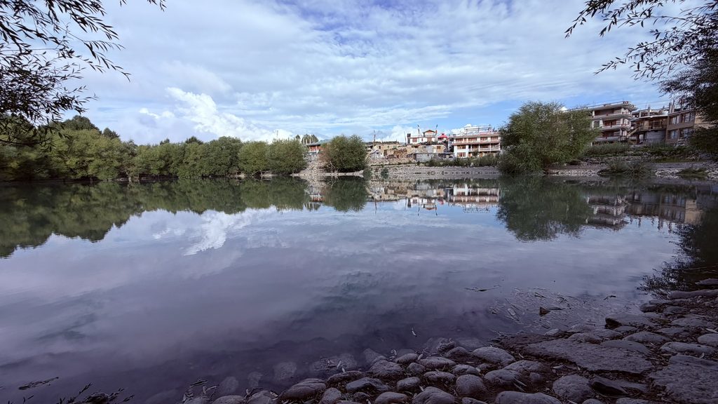 Peaceful morning view of Nako Lake in Spiti Valley