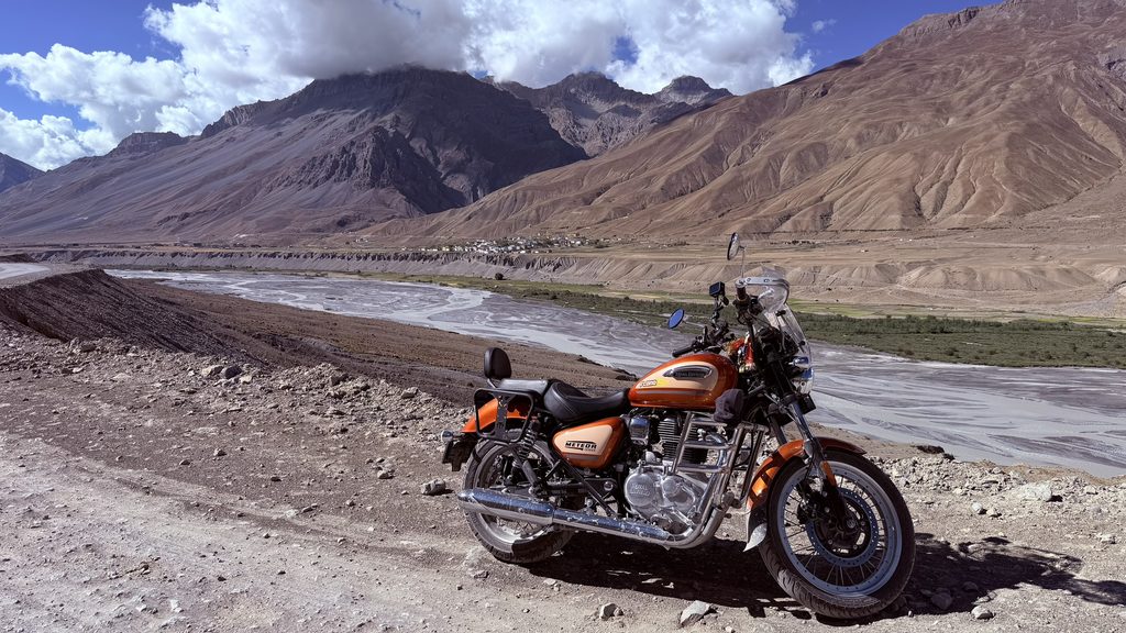 Riding through cold water crossings on rocky roads in Spiti Valley without stopping for photos